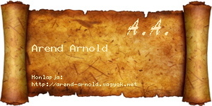 Arend Arnold névjegykártya